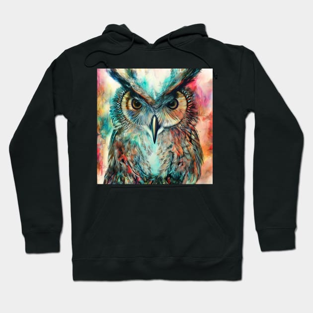 Great Horned Owl Digital Painting Hoodie by karma-stuff